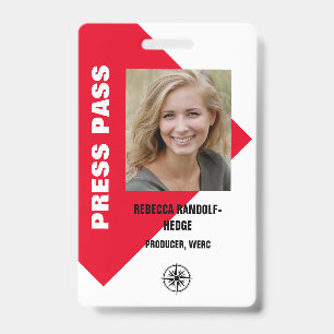 LARGE PHOTO I.D. EVENT PRESS PASS ID BADGE