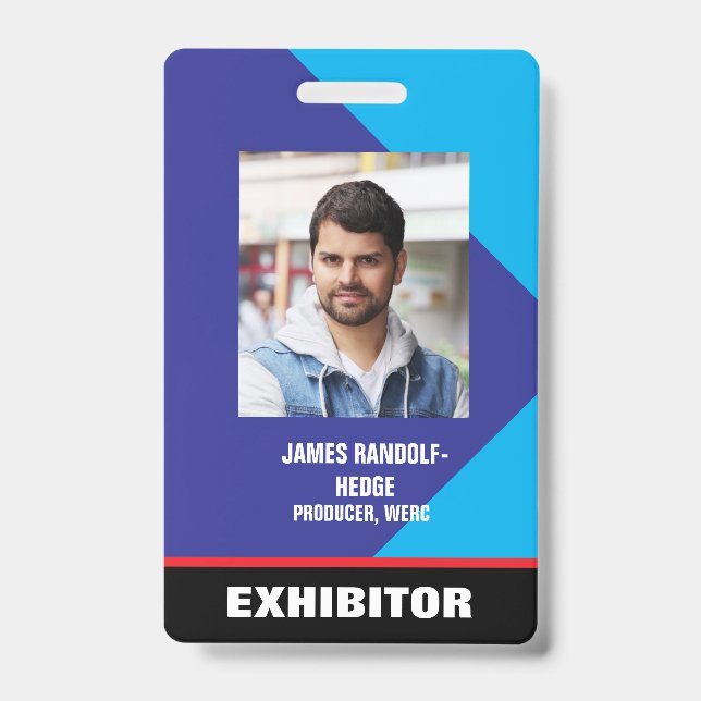 LARGE PHOTO I.D. EXHIBITOR CREDENTIALS BADGE ID BADGE (Front)