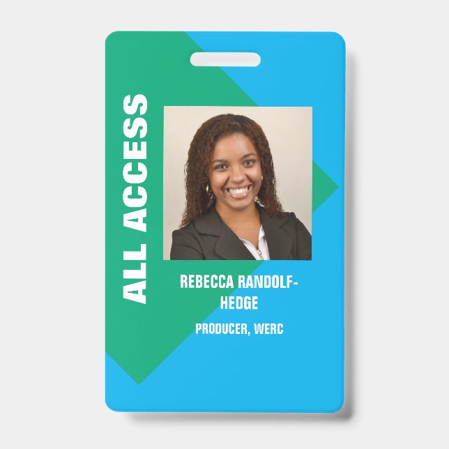 LARGE PHOTO I.D. MEDIA CREDENTIALS BADGE ID BADGE (Front)