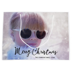 Large Photo Merry Christmas Gift Bags
