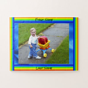 Large Photo personalise Names rainbow colours Jigsaw Puzzle