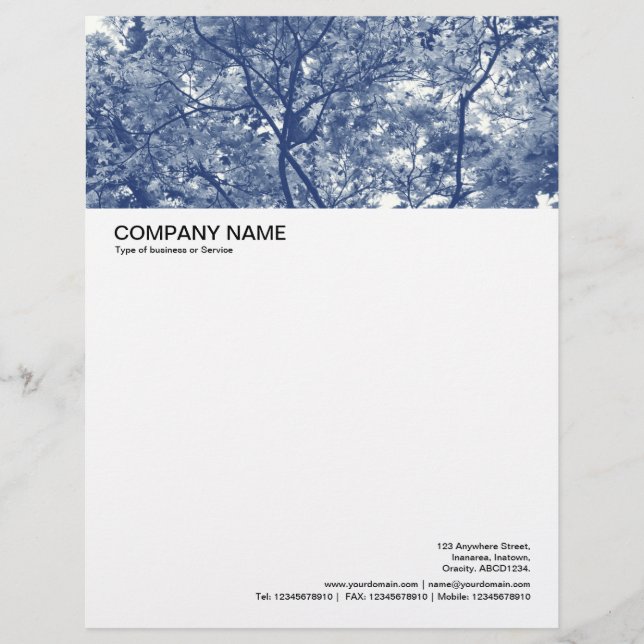Large Picture Header - Japanese Maple - Cyanotype Personalised Letterhead (Front)