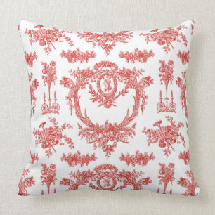 Large Pillow in Marie Toile and Red Gingham