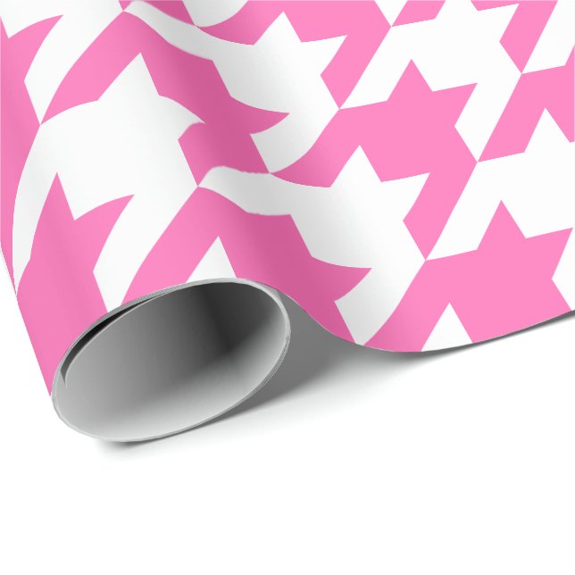 Large Pink and White Houndstooth Wrapping Paper (Roll Corner)