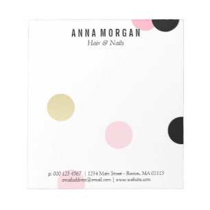 Large Pink & Black Confetti Custom Name Notepad