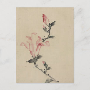 Large Pink Blossom on a Stem by Hokusai Postcard
