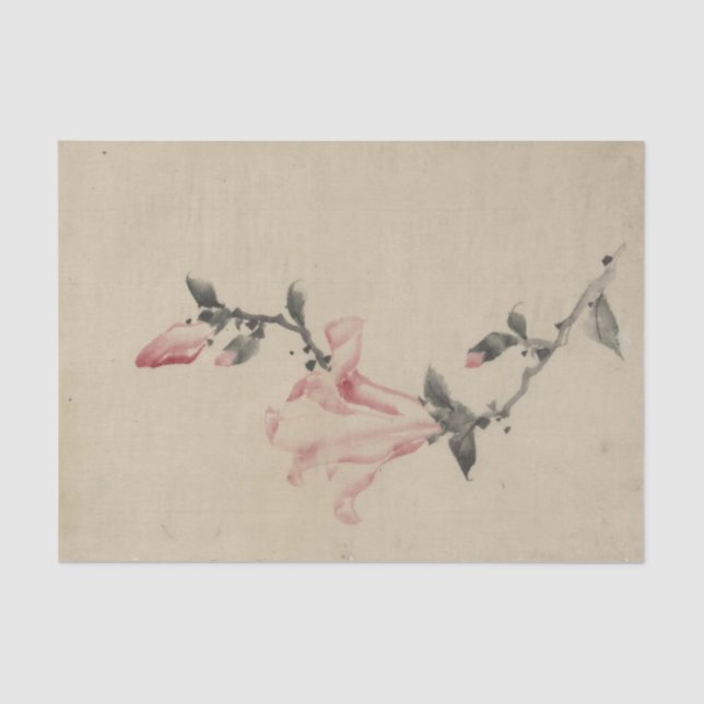 Large Pink Blossom on a Stem by Hokusai Tissue Paper (Front)