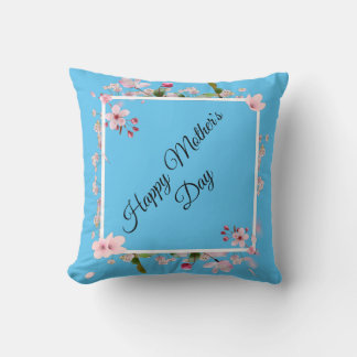 Large Pink floral Happy Mother's Day  Throw Pillow
