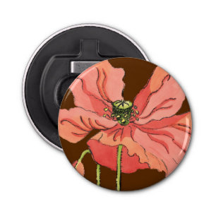 Large Pink Flower with Deep Red Background Bottle Opener