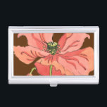 Large Pink Flower with Deep Red Background Business Card Holder<br><div class="desc">A large pink flower rests on a deep red background in this painting by Nancy Slocum. The flower is vibrant and in full bloom. A stunning gift for a special person in your life!</div>