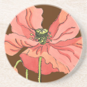Large Pink Flower with Deep Red Background Coaster