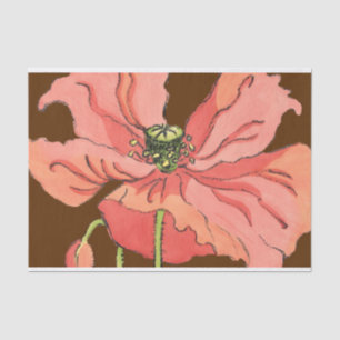 Large Pink Flower with Deep Red Background Tissue Paper