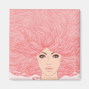 Large Pink Haired Woman Magnet