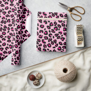 Large Pink Leopard Spots Animal Print Pattern Wrapping Paper
