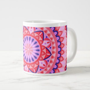 Large Pink Mandala Boho Oversized Vibrant Pattern Coffee Mug