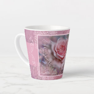 Large Pink Rose Latte Mug