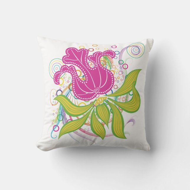 Large Pink Water Lilly Cushion (Front)