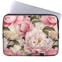 Large Pink White Peony Flowers Her Electronics Bag