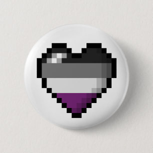 Large Pixel Heart Design in Asexual Pride Flag  6 Cm Round Badge