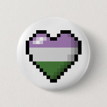 Large Pixel Heart Design in Genderqueer Pride Flag