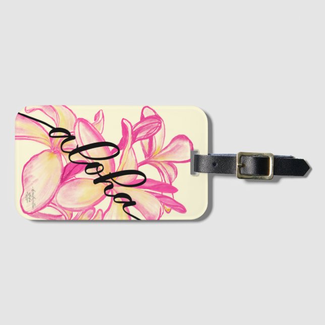 Large Plumeria Aloha Hawaii Bag Tags (Front Horizontal)