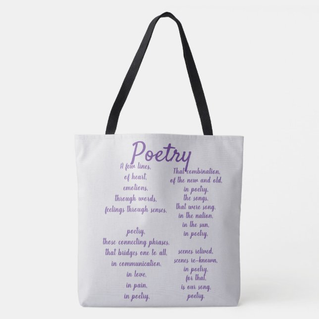 Large Poetry Tote Bag Purple (Front)