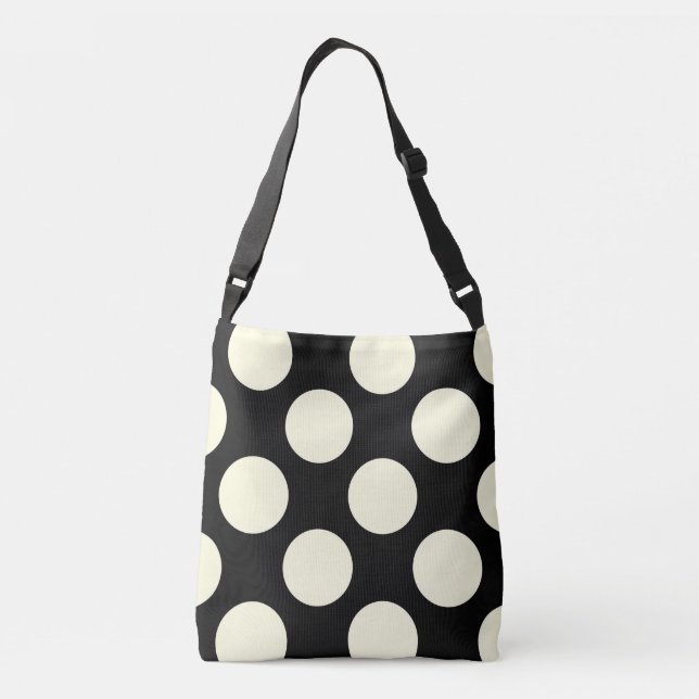 Large polka dots black and white crossbody bag (Back)