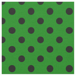 Large Polka Dots - Black on Green Fabric