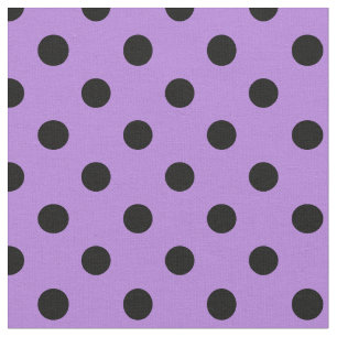 Large Polka Dots - Black on Lavender Fabric