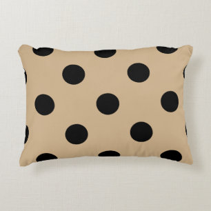 Large Polka Dots - Black on Tan Decorative Cushion