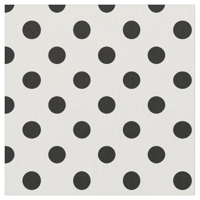 Large Polka Dots - Black on White Fabric (Close Up)