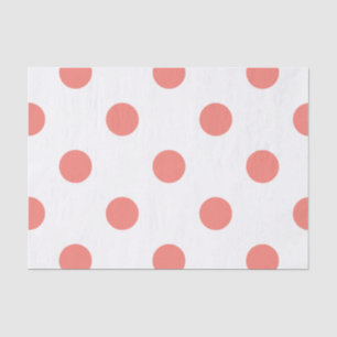 Large Polka Dots - Coral Pink on White Tissue Paper