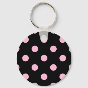Large Polka Dots - Cotton Candy on Black Key Ring