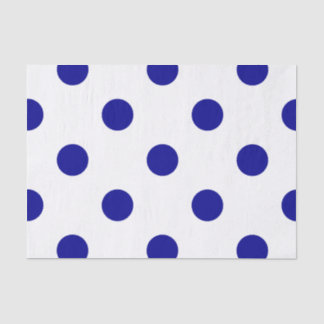 Large Polka Dots - Dark Blue on White Tissue Paper