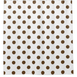 Large Polka Dots - Dark Brown on White Shower Curtain