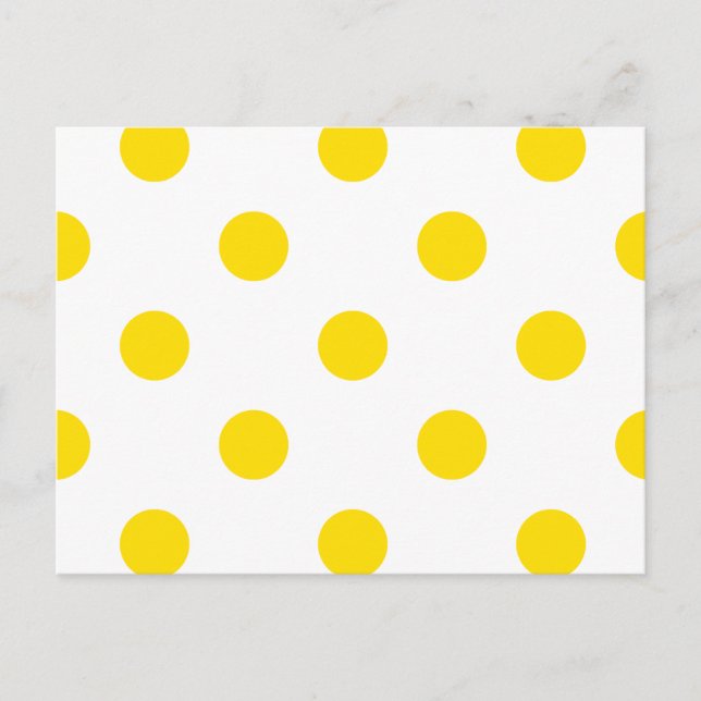 Large Polka Dots - Golden Yellow on White Postcard (Front)