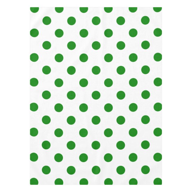 Large Polka Dots - Green on White Tablecloth (Front)