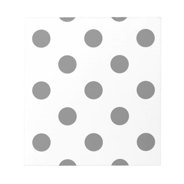 Large Polka Dots - Grey on White Notepad (Front)
