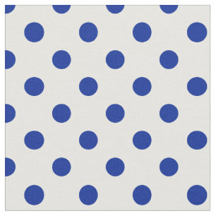 Large Polka Dots - Imperial Blue on White Fabric