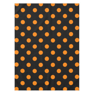 Large Polka Dots - Orange on Black Tablecloth