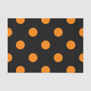 Large Polka Dots - Orange on Black Tissue Paper