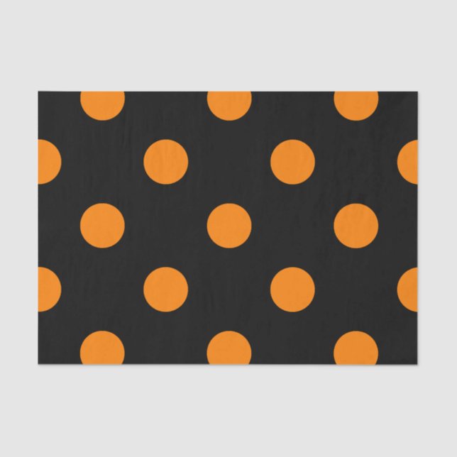 Large Polka Dots - Orange on Black Tissue Paper (Front)