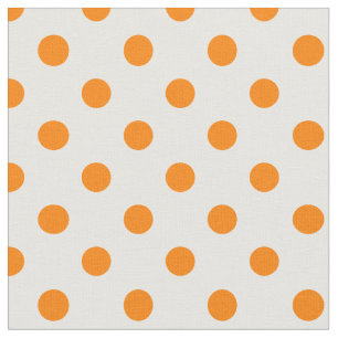 Large Polka Dots - Orange on White Fabric