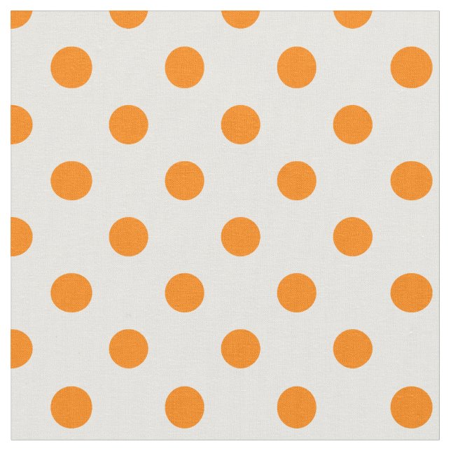 Large Polka Dots - Orange on White Fabric (Close Up)