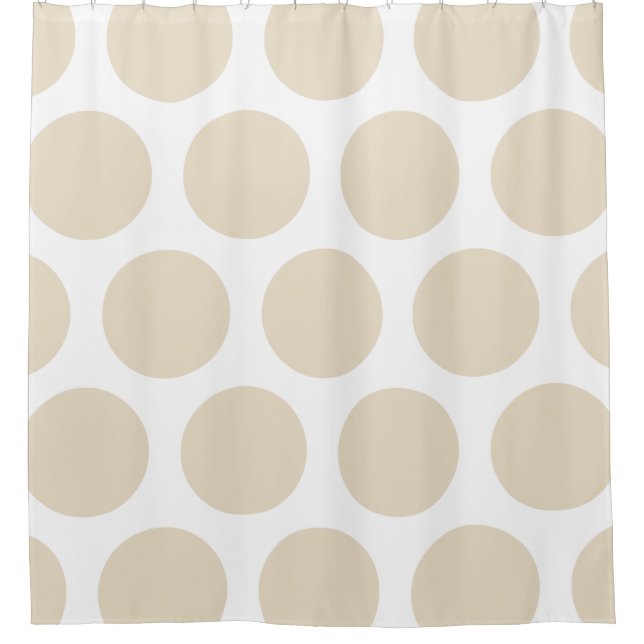 Large Polka Dots Pattern: Beige Shower Curtain (Front)