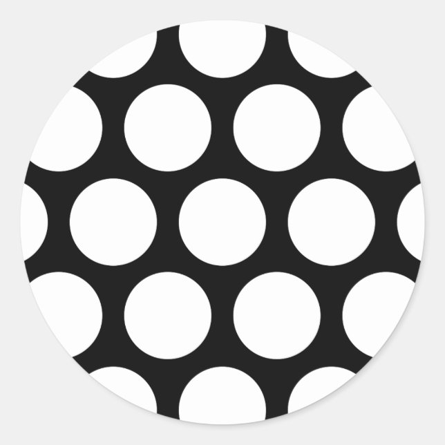 Large Polka Dots Pattern: Black & White Classic Round Sticker (Front)