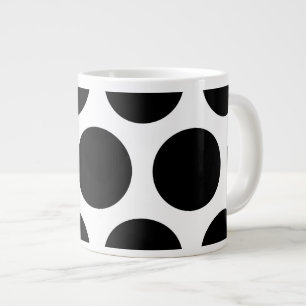 Large Polka Dots Pattern: Black & White Coffee Mug