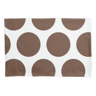 Large Polka Dots Pattern: Dark Brown Pillowcase