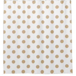 Large Polka Dots - Tan on White Shower Curtain