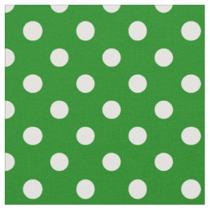 Large Polka Dots - White on Green Fabric